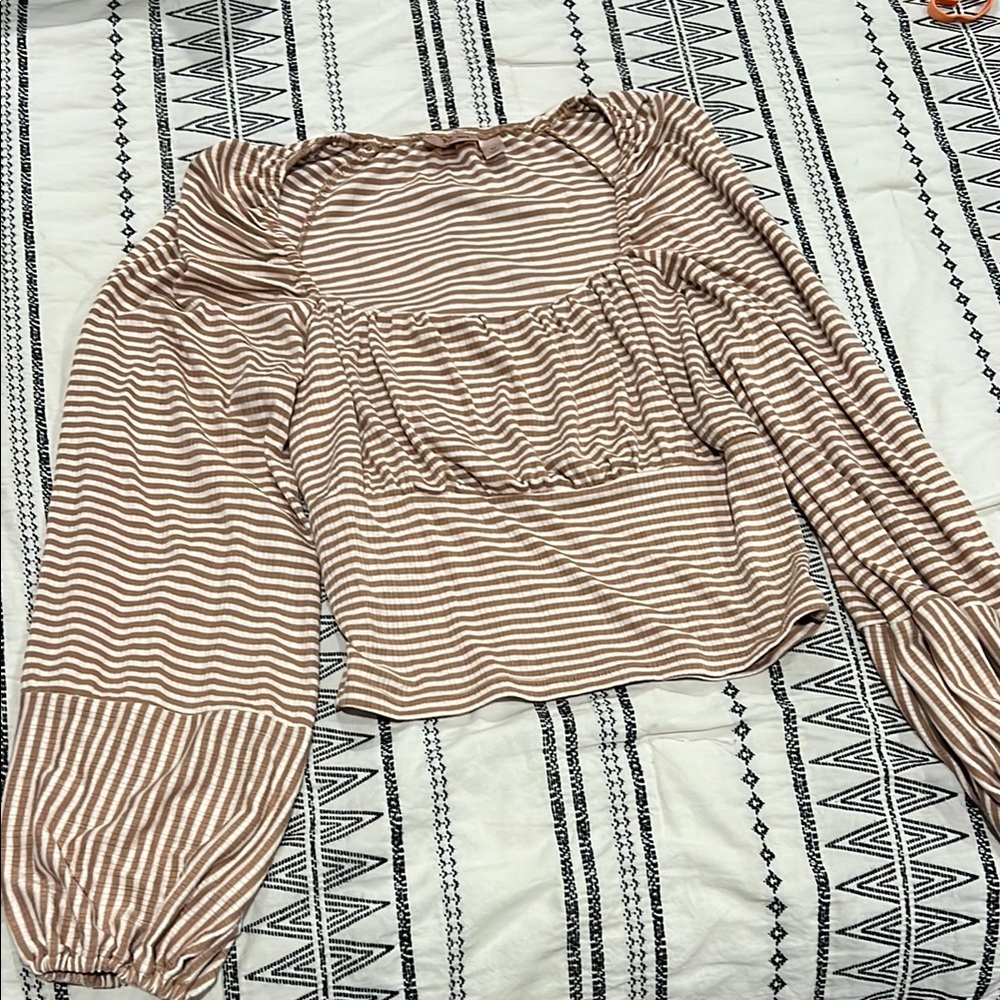 Buckle Brown Striped Blouse